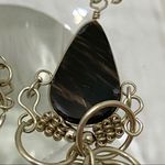 Peruvian Dark Brown Stone Alpaca Silver Earrings Photo 5