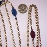 Vintage Gold Tone Red Green Egyptian Revival Beaded Chain Boho Necklace Photo 5