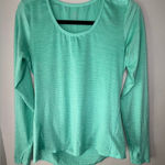 Athleta Aqua Green Shadow Stripe Chi Long Sleeve Top Women’s Size Medium Photo 0