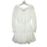 Alice + Olivia  Kiara Smocked Long Sleeve Dress White Mini Dress Size 6 bridal Photo 1