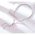 Boutique NEW White Gold‎ Plated S925 Simulated Diamond Slide Tennis Bracelet, Adjustable Photo 7