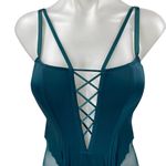 Victoria's Secret  Green Crisscross Corset Mesh Lingerie Teddy Bodysuit Size M Photo 3