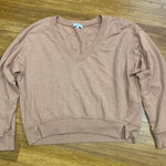 Michael Stars  V-Neck‎ Pullover Sweatshirt Womens Size XL Brown Relaxed Fit Comfy Photo 0