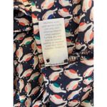 JCP Geometric Bird Print 3/4 Sleeve Casual Button Down Shirt Silk Blend EUC Sz M Blue Size M Photo 6