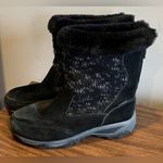 Khombu  Black Suede and Knit Faux Fur Winter Boots, Size 7 Photo 1
