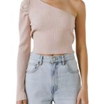 Endless Rose NWT Women's Puff Sleeve One Shoulder Top Dusty Pink Size M Photo 0