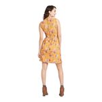 Xhilaration Womens Dress Sz S Mustard Yellow Gold Pink Floral Roses NEW Ruffles Photo 1