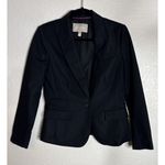 Banana Republic Womens 6 Petite Black One Button Blazer Suit Jacket Coat Preppy Photo 0