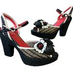 Poetic License Fancy Me Block Platform Heels Black Tan Red White Floral US 6 Photo 0