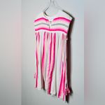 Lemlem White Neon Pink Striped Handwoven Caftan Dress Photo 4
