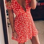 Lulus Lulu’s red deep V short sleeve floral mini dress! Size medium! Photo 0