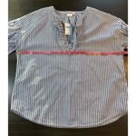Gap  Blue‎ White Stripe Ruffle V Neck Cottage Shirt Womens Small Peasant Feminine Photo 11