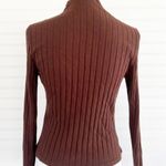 SheIn Brown Mock Neck Long Sleeve Ribbed Top Photo 2
