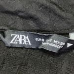 ZARA  Black Floral Textured Ruched Puff Long Sleeve Crew Neck Blouse Top Size S Photo 6