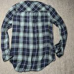 Westport ‎ Flannel Shirt Medium Blue Plaid With Embellishment Roll Up Sleeve Photo 1