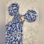 NWT LA LIGNE Lola Floral Silk Midi Dress In French Blue/ Ivory White Size M Photo 5