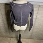 Intimately Free People Grey Waffle Knit Cropped Henley Long Sleeve Top Size XS Gray Photo 2