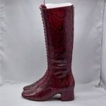 Kate Spade Womens Knee High Combat Boots Size 9.5 Snake Print Moto Gothic Photo 1