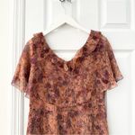 Sundance Silk Elysian Garden Orange Tan Wildflower Floral Print Ruffle Dress 10 Photo 10