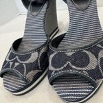 Coach Vintage Tawney Wedge Espadrilles Platform Y2K Sandals Monogram Blue Denim Photo 6