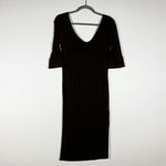Diane Von Furstenberg  Stretch Mesh Draped Scoop Neck Half Sleeve Pullover Dress Photo 2