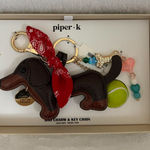 Piper  Brown Dachshund Keychain with Red Bandana and Gold Accents Photo 0