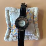 Strada Black Patent Leather Rose Gold Black Gemstones Water Resistant Watch Photo 0