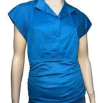Akris Punto Bergdorf Goodman Women’s Size 10 Blue Cotton Stretch Top Blouse Photo 1