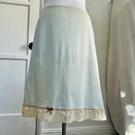 Vintage Fairy Grunge Mint Green Midi Half Slip Skirt with Lace Brown Bow Dainty Size undefined Photo 1