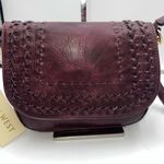 Madison West  Faux Wine Leather Woven Flap Crossbody Bag Photo 1