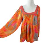 Anthropologie  Blank Bl-nk London Tessa Orange Silky Blouse Size Small Bohemian Photo 0