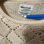 Missnat VTG 80s Wool Cream Floral Diamond Pointelle Sweater Women’s Cottagecore Size M Photo 2