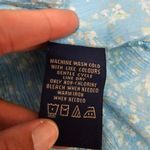 Krazy Kat  Blue Floral Crinkle Notched Crewneck Sleeveless Blouse Size Large Photo 6