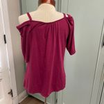 Boston Proper  Womens Cold Shoulder Bamboo Top Braid Trim Casual Boho Medium Photo 2