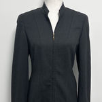 Escada Gray Wool Blend Gold Tone Zipper V Neck Mandarin Collar Blazer Jacket 34 Size undefined Photo 0