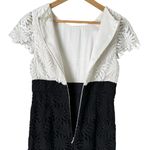 Shoshanna  Floral Lace‎ Sheath Cocktail Dress Short Sleeves Black and White, Sz 6 Photo 7
