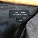 Tahari Ruffle Neck Belted Dress Short Sleeve Lined Womens Size 4 Dark Gr… Photo 1