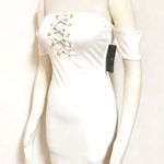 Choker Laced Strap Off Shoulder Bodycon Dress White Photo 1