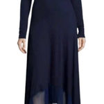 Carmen Marc Valvo  Mulberry Jersey Dress Asymmetrical Mesh Trim Medium Photo 0