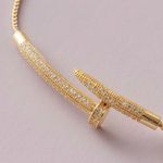 Gold Rhinestone Nail Adjustable Bracelet Photo 9