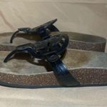 Tory Burch  Miller Cloud Sandals Perfect Black Patent Leather/ Suede Cork Photo 8