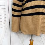 Old Navy  Slouchy Striped Mock Neck Bell Sleeve Sweater Tan Black Small Photo 6