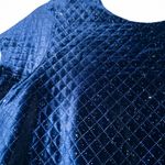 ZARA NWT Navy Blue Quilted Velvet & Rhinestone Fringe Crop Top Size Medium Photo 2
