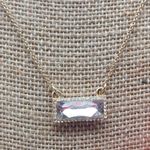 Loft Adorable Minimalist Pendant Necklace Gold Tone Chain Crystal Bar 16" - 18" Photo 2