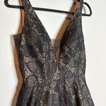 Nina Canacci nude and black lacy plunge neck formal dress 9140 Size 10 Photo 2