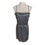 ZARA NWT Shimmery Metallic Silver Black Ruffle Party Mini Dress Size Large Photo 3