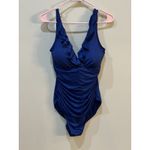 Ralph Lauren Lauren Beach Club Solid Ruffle Surplice One-Piece Size 16 Ruched! Photo 1