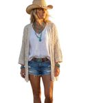 Lucky Brand Crochet Open Front Cardigan Cream L Boho western overisze Photo 1
