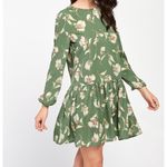 ✨HP✨Flower Print Lantern Sleeve Drop Waist Dress✨ Green Size XS Photo 3