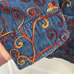 Vintage April Cornell size Medium Embroidered‎ Denim Jacket Shacket Button Front Blue Photo 5
